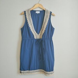 Mud Pie Marcia Jute Navy Babydoll Boho Top Sz M